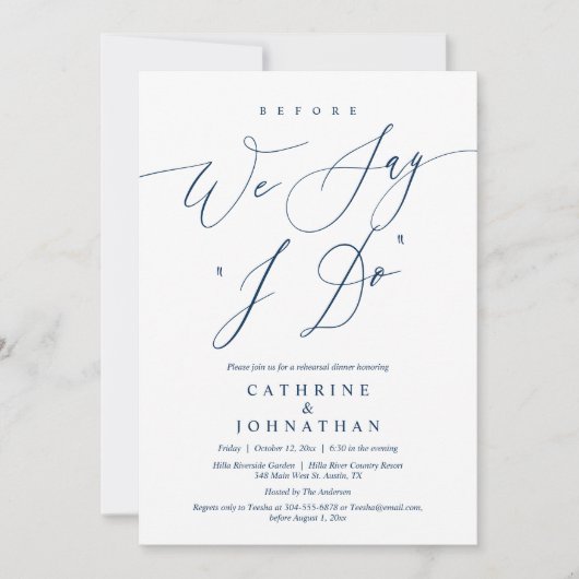 Voordat we zeggen "Ik doe", bruiloft repetitie din Kaart (Voorkant)