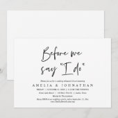 Voordat we zeggen "Ik doe", bruiloft repetitie din Kaart (Voorkant / Achterkant)