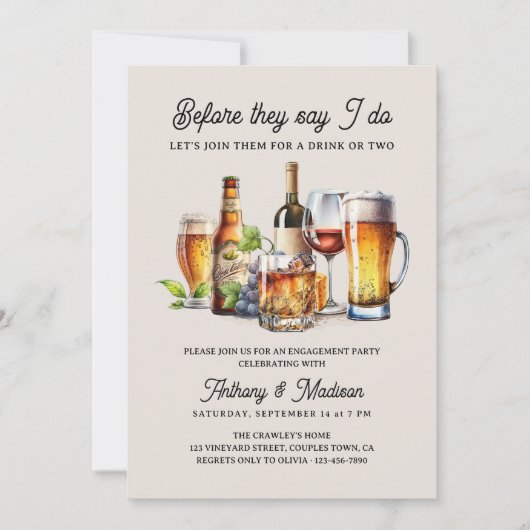 Voordat ze zeggen dat ik bier wijn whisky Verlovin Kaart (Voorkant)