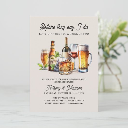 Voordat ze zeggen dat ik bier wijn whisky Verlovin Kaart (Staand voorkant)