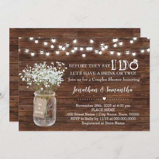 Voordat ze zeggen dat ik bruidsparen douche kaart (Voorkant / Achterkant)