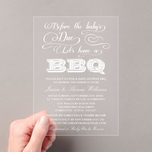 Voordat ze zeggen dat ik een BBQ heb. Acryl Uitnodigingen (Insitu (Draagbaar))