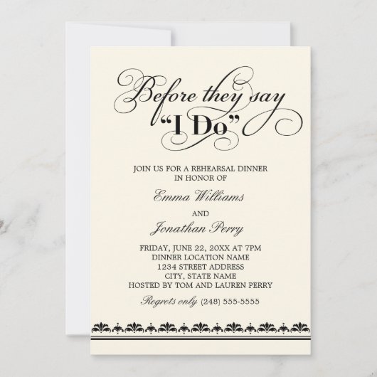 Voordat ze zeggen dat ik een zwarte repetitie dine kaart (Voorkant)