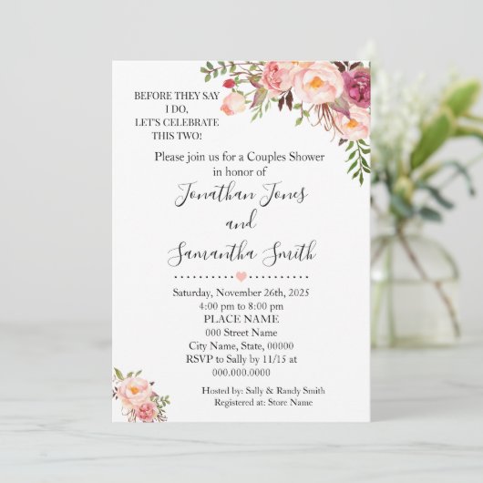 Voordat ze zeggen dat ik koppels douche roze bruil kaart (Staand voorkant)