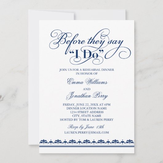 Voordat ze zeggen dat ik Navy bruiloft repetitie d Kaart (Voorkant)