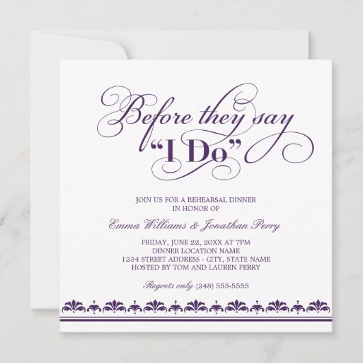 Voordat ze zeggen dat ik Paarse repetitie diner do Kaart (Voorkant)