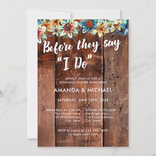 Voordat ze zeggen dat ik rustiek repetitie diner d kaart (Voorkant)