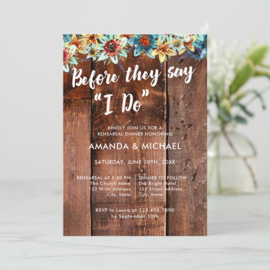 Voordat ze zeggen dat ik rustiek repetitie diner d kaart (Staand voorkant)