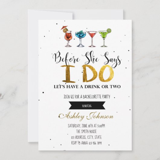 Voordat ze zegt dat ik doe vrijgezellenfeest uitno kaart (Voorkant)