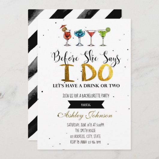 Voordat ze zegt dat ik doe vrijgezellenfeest uitno kaart (Voorkant / Achterkant)