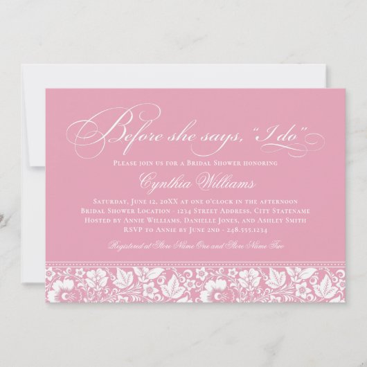 Voordat ze zegt dat ik  roze Vrijgezellenfeest doe Kaart (Voorkant)