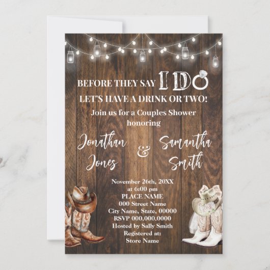 Voordat zeggen dat ik doe koppels douchen Western  Kaart (Voorkant)