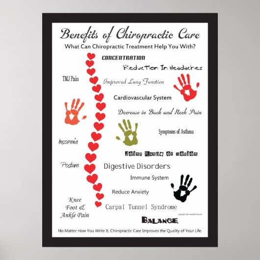 Voordelen van Chiropractic Care Heart Spine Poster (Voorkant)