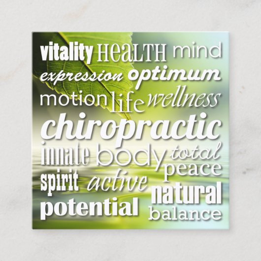 Voordelen van Chiropractic Word Collage Chiropract Vierkante Visitekaartje (Voorkant)