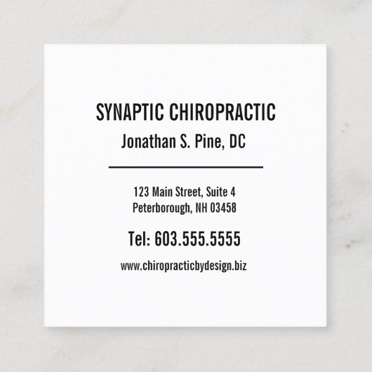 Voordelen van Chiropractic Word Collage Chiropract Vierkante Visitekaartje (Achterkant)