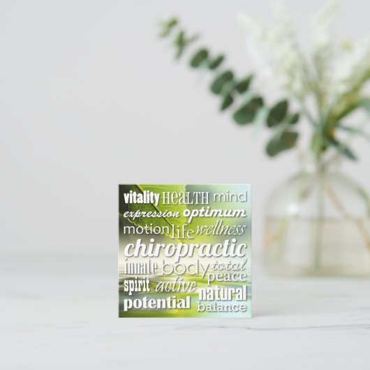 Voordelen van Chiropractic Word Collage Chiropract Vierkante Visitekaartje (Staand voorkant)