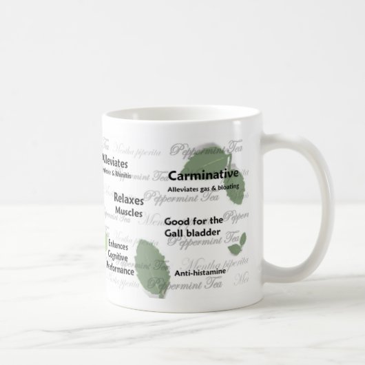 Voordelen van Peppermint Tea-Mok (bladontwerp) Koffiemok (Rechts)