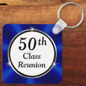 Voordelig, 50 jaar klasse reünie, blauw sleutelhanger (Achterkant)