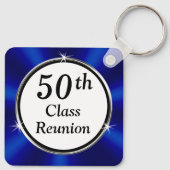 Voordelig, 50 jaar klasse reünie, blauw sleutelhanger (Achterkant)
