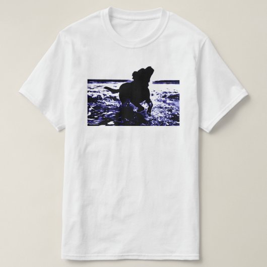 Voordelig t-shirt zwart lab in water (Design voorkant)