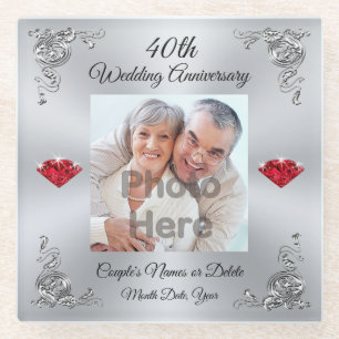 Voordelige cadeauideeën voor 40e Jubileum, op maat Glazen Onderzetter