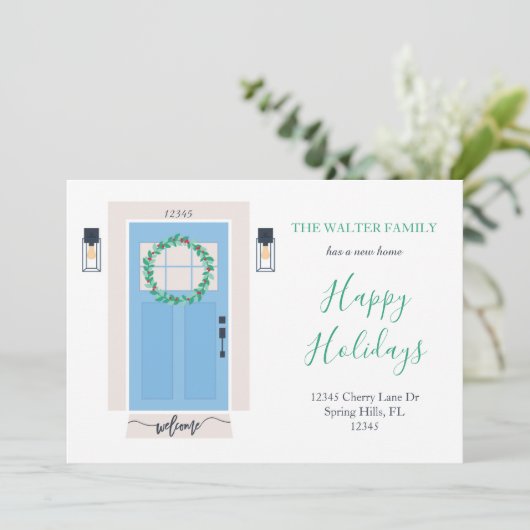 Voordeur bewegende aankondiging blauw (Staand voorkant)