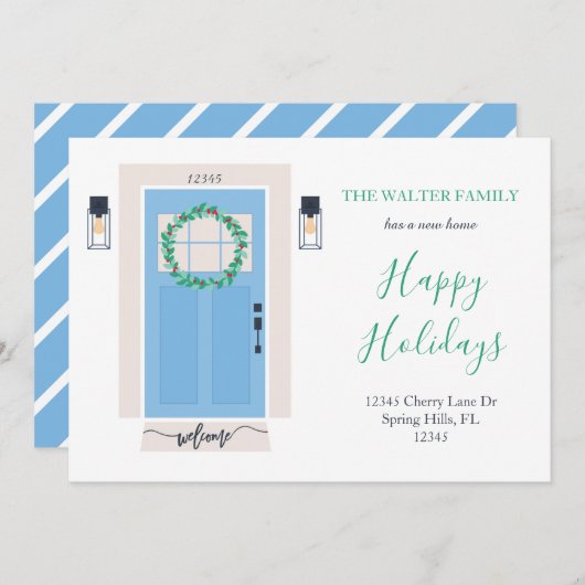 Voordeur bewegende aankondiging blauw (Voorkant / Achterkant)