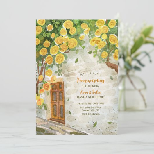 Voordeur housewarming party kaart (Staand voorkant)