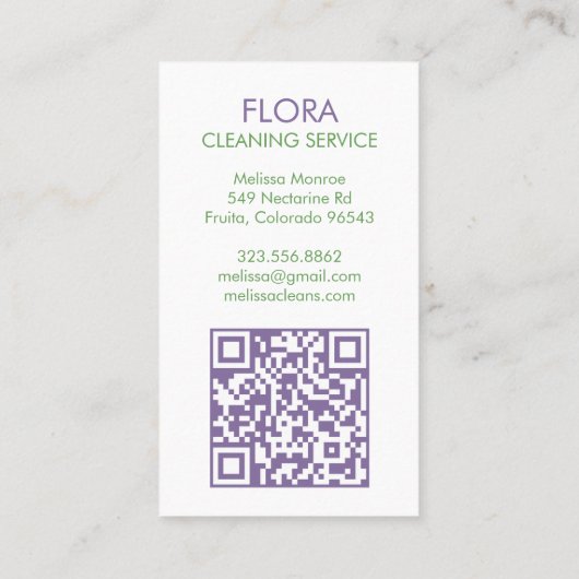 VOORDEUR Huis Reiniging Yardwork Tuin QR Code Visitekaartje (Achterkant)