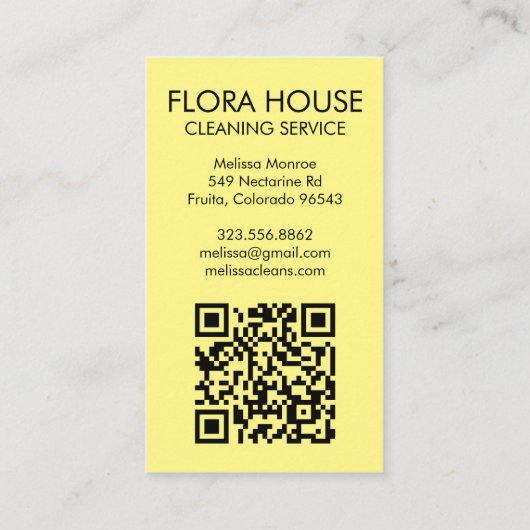 VOORDEUR Huis Reiniging Yardwork Tuin QR Code Visitekaartje (Achterkant)