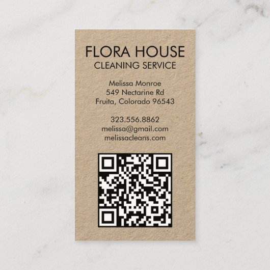 VOORDEUR Huis Reiniging Yardwork Tuin QR Code Visitekaartje (Achterkant)