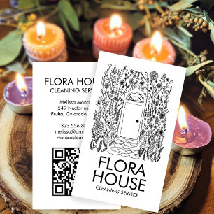 VOORDEUR Huis Reiniging Yardwork Tuin QR Code Visitekaartje