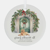 Voordeur met gele labrador kerst glas ornament (Achterkant)