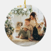 Voordeur met gouden retriever kerst keramisch ornament (Achterkant)