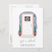 Voordeur met huisnummer en grote beweging aankondigingskaart (Voorkant / Achterkant)