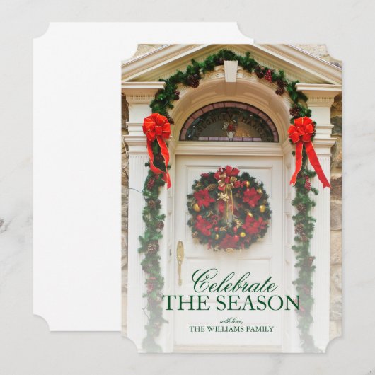 Voordeur met Kerstkrans Kaart (Voorkant / Achterkant)