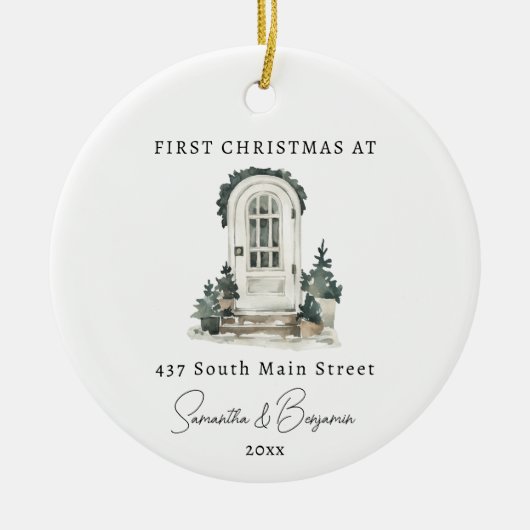 Voordeur Nieuw Huis Kerstmis Ornament Gift (Voorkant)