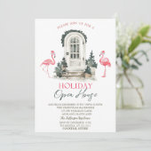 Voordeur Roze Flamingo's Vakantie Open Huis Kaart (Staand voorkant)