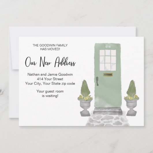 Voordeur We hebben een nieuw adres verplaatst Aankondiging (Voorkant)