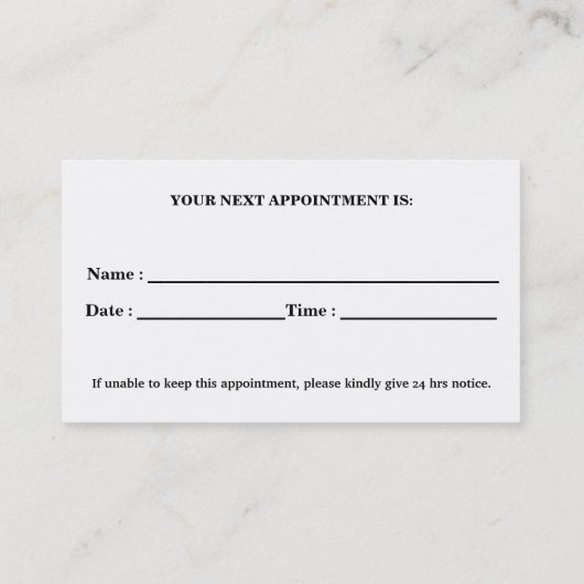 Voordracht voor professionele tandheelkunde afsprakenkaartje (Achterkant)