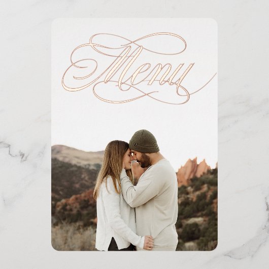 Voorfoto Menu Echt Folie Uitnodiging (Voorkant)