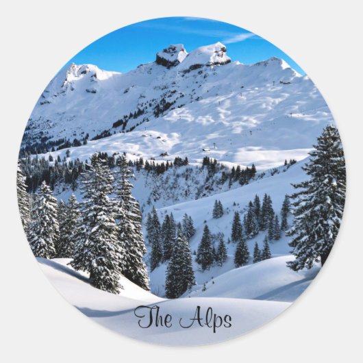 Voorgebergte van de Alpen, landschappelijke winter Ronde Sticker (Voorkant)