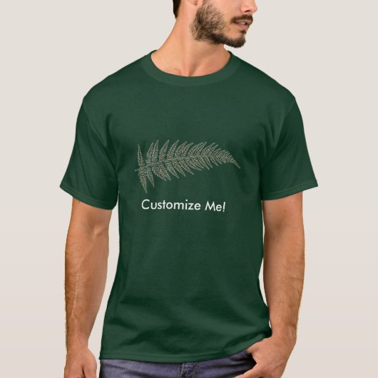Voorgedrukt botanisch fern leder - om het even wel t-shirt (Voorkant)