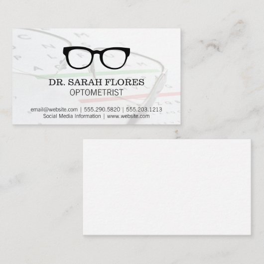 Voorgeschreven bril | optometrist | Oogbeschermer Visitekaartje (Voorkant / Achterkant)