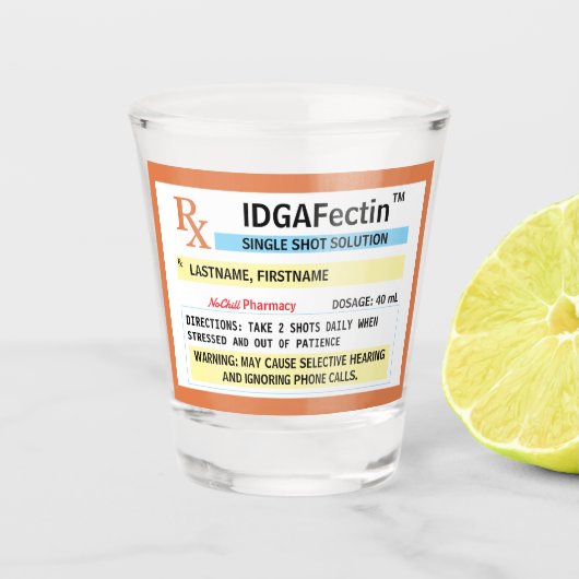 Voorgeschreven fles Funny Gag Gift Shot Glas (Voorkant)