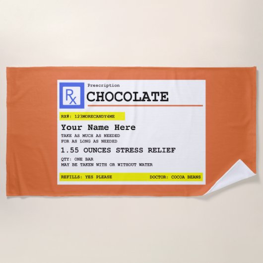 Voorgeschreven Gepersonaliseerde Chocolade Strandlaken (Voorkant)