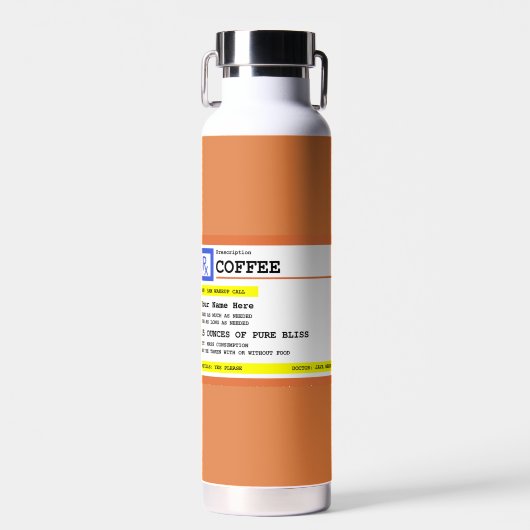 Voorgeschreven koffie-etiket op maat waterfles (Voorkant)
