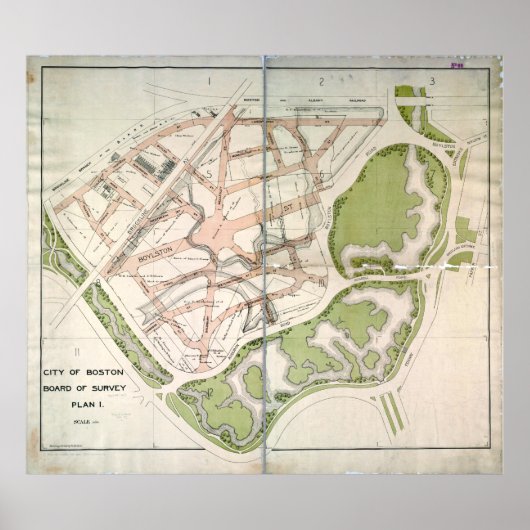 Voorgesteld straatplan voor West Fenway, Boston MA Poster (Voorkant)