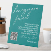 Voorhedendaags Honeymoon Fonds QR Code Blauwgroen Reclamebord Met Voetstuk (Insitu)