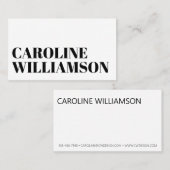 Voorhedendaagse, minimalistische, zwarte, witte bu visitekaartje (Voorkant / Achterkant)